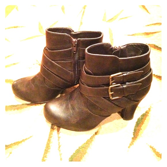 Dark brown ankle booties