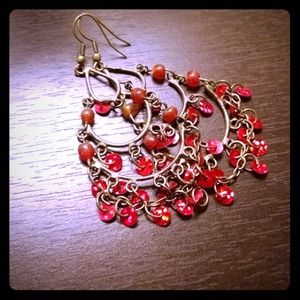Red & Gold Boho Earrings