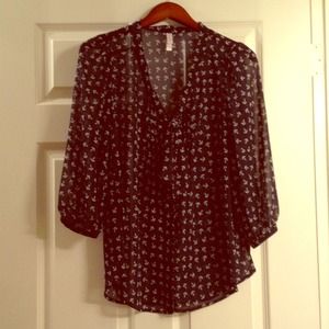 Navy Blue and White Anchor Top