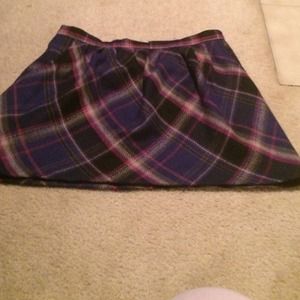 Navy, purple, white plaid skirt