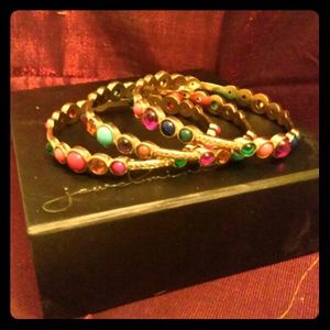 Colorful gold bracelets.. Set of 3