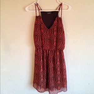 Wet Seal Orange V-neck Chiffon Dress