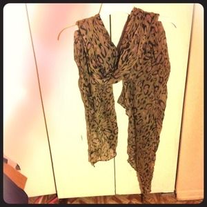 Beige, Black & Pink leopard print scarf.