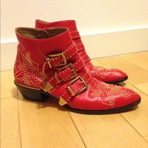 The RED Chloe Susan studded ankle boots! Yesssssss