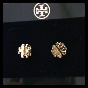 SOLD!!! Authentic tory burch T logo stud earrings.