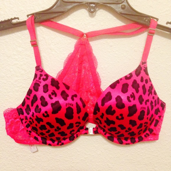 VS Pink Racerback Lace and Cheetah Print Bra