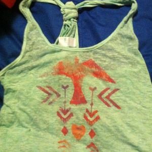 mint green/blue slit back tank top