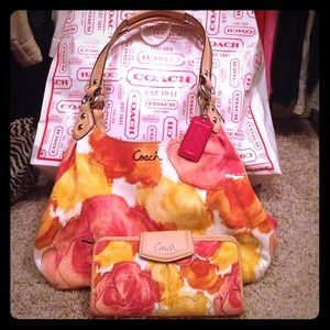 Ashley Floral Print Coach Hobo & Wallet