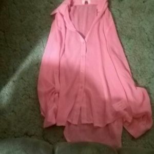 Neon Pink long sleeve see through shirt