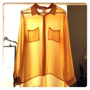 Mustard yellow chiffon blouse