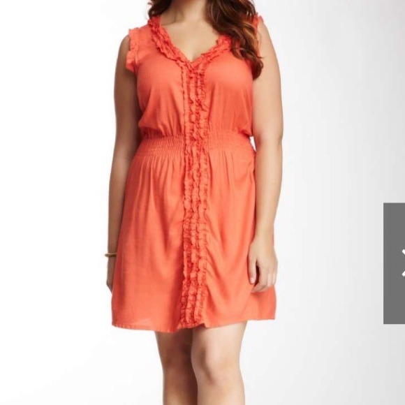 🚫Sold Coral Ruffle Trim Dress 🎉HP🎉 - Picture 2 of 2