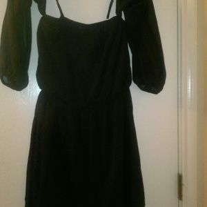 Black chiffon off shoulder dress