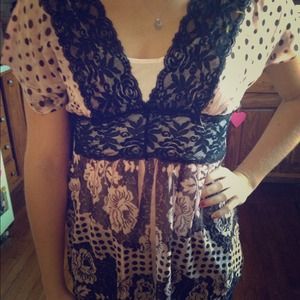 Rue 21 Pink and Black Lace Top!