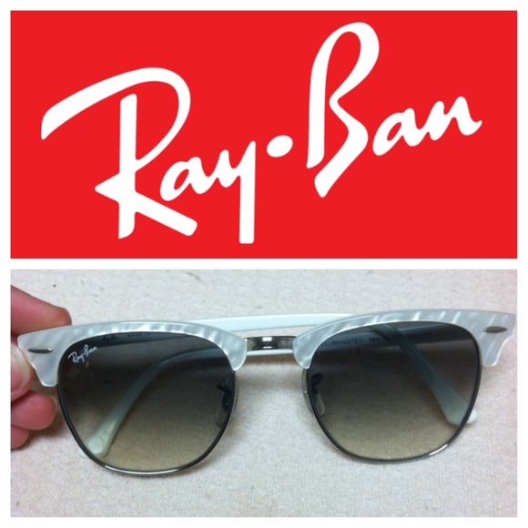 😎Rayban CLUBMASTER White Style 3016 Sunglasses 😎