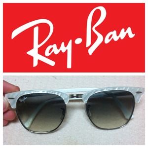 😎Rayban CLUBMASTER White Style 3016 Sunglasses 😎