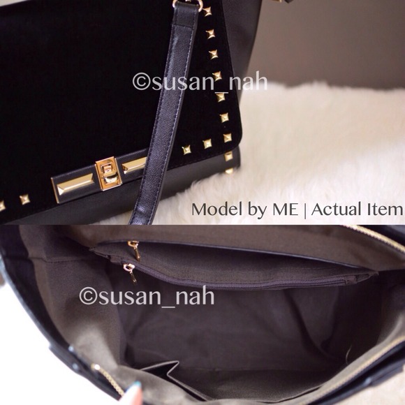 ⭕️SOLD Black metal stud trapeze shoulder bag - Picture 4 of 4