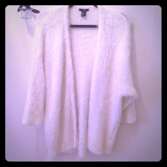 Fuzzy White Cardigan H&M
