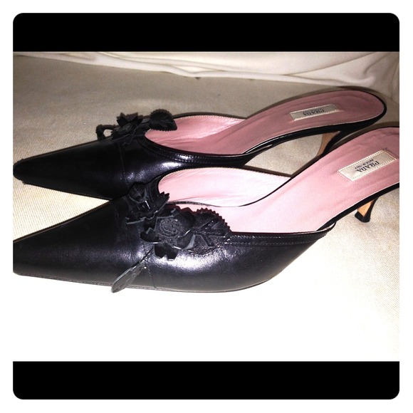 Prada black leather mule