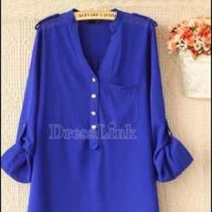 🙅SOLD IN A BUNDLE🙅 Royal Blue High-Low Blouse