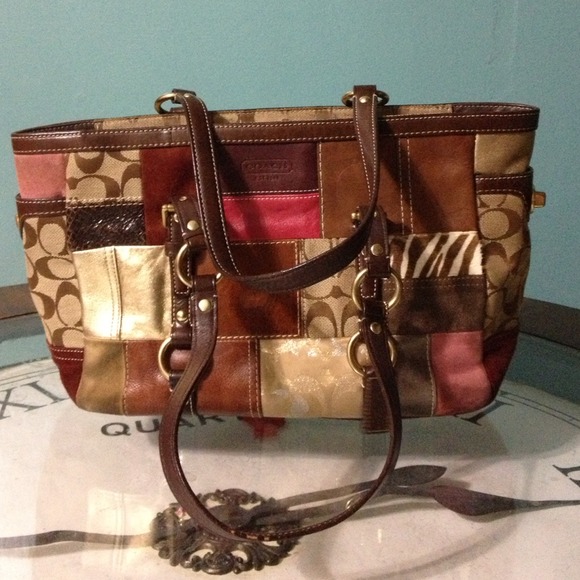 Coach Holiday Patchwork tote