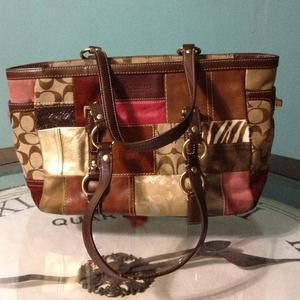 Coach Holiday Patchwork tote