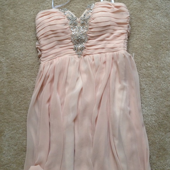 Peach hi-lo formal dress
