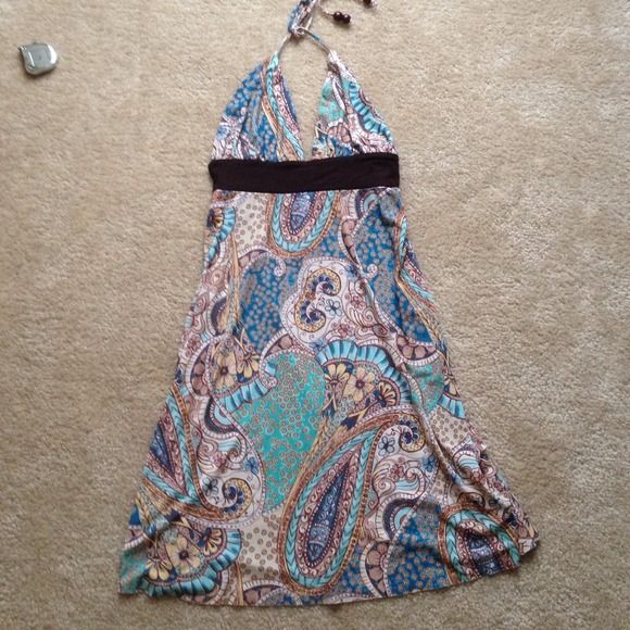 Paisley print halter dress