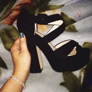 Zara black suede platform heels