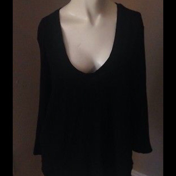 Sold- James Perse Black Slub Scoop Neck Shirt
