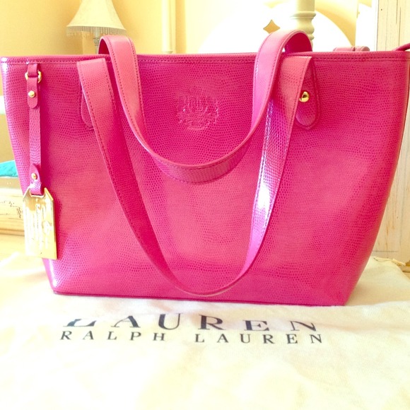 Pink Patent Ralph Lauren Tote Bag