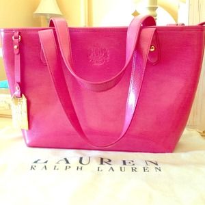 Pink Patent Ralph Lauren Tote Bag