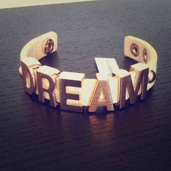 BCBG Rose Gold Woven "DREAM" Affirmation Bracelet