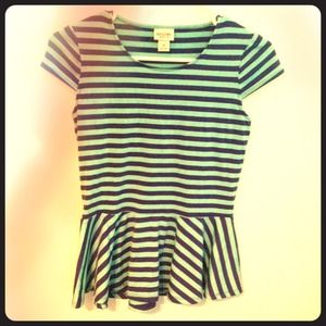 Navy and teal stripped peplum top