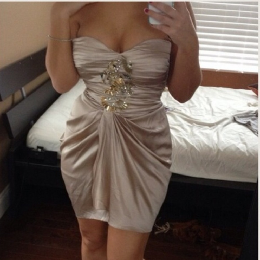 Bebe silk embellished tulip dress