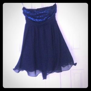 Royal blue sequined party dress
