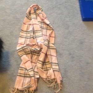 Light pink plaid scarf