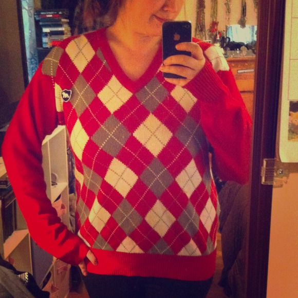 ❗️✋GONE✋❗️Vintage knit argyle red preppy sweater