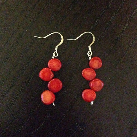 Handmade red stone earrings - Picture 1 of 4