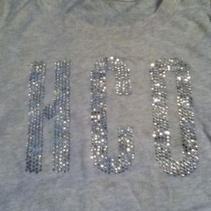 Oatmeal colored rhinestone hollister shirt