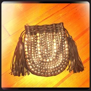 Studded black cross body bag