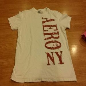 Men's red and white Aeropostale tshirt