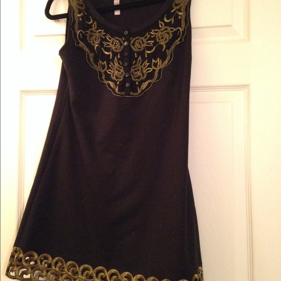 Free People black and gold dress