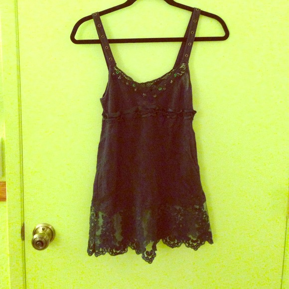 Lace with floral beading top from free people