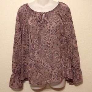 Apostrophe purple print long sleeve shirt sz 12