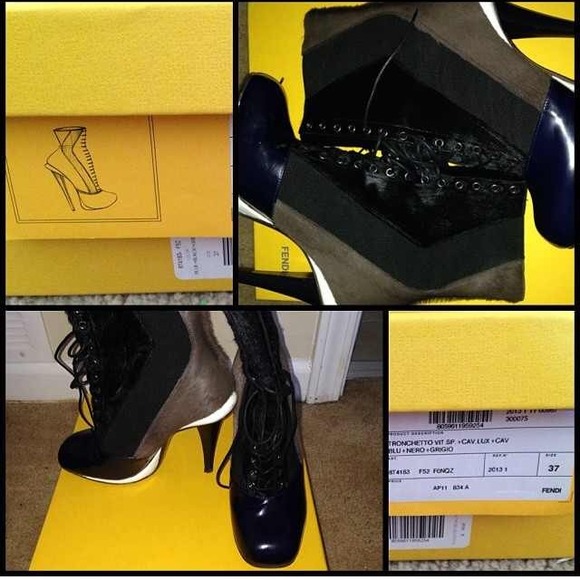 Fendi cow skin and leather boots