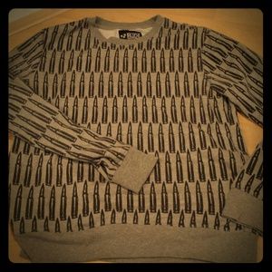 A crew neck sweat shirt