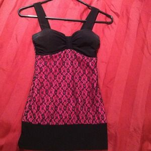 Super cute hot pink & laced tank top!