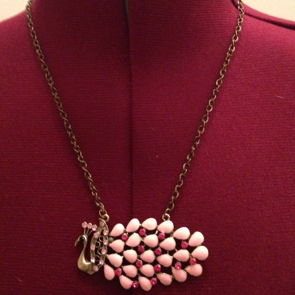 Jewelry - Pink Peacock Pendant Necklace