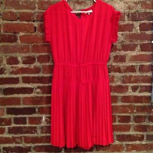Madewell Red Pleated Dress