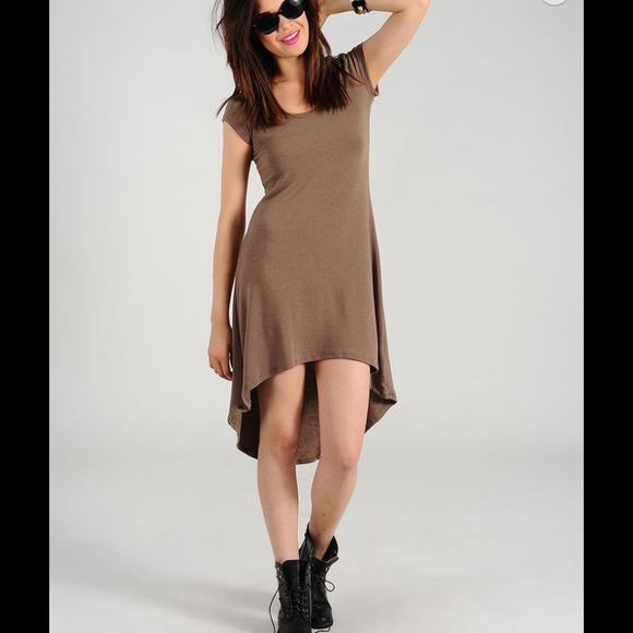 Womens high low dress brown
